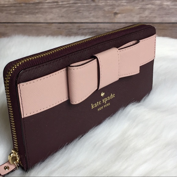 Kate spade Kirk park saffiano wallet mahogany bow - Picture 5 of 8